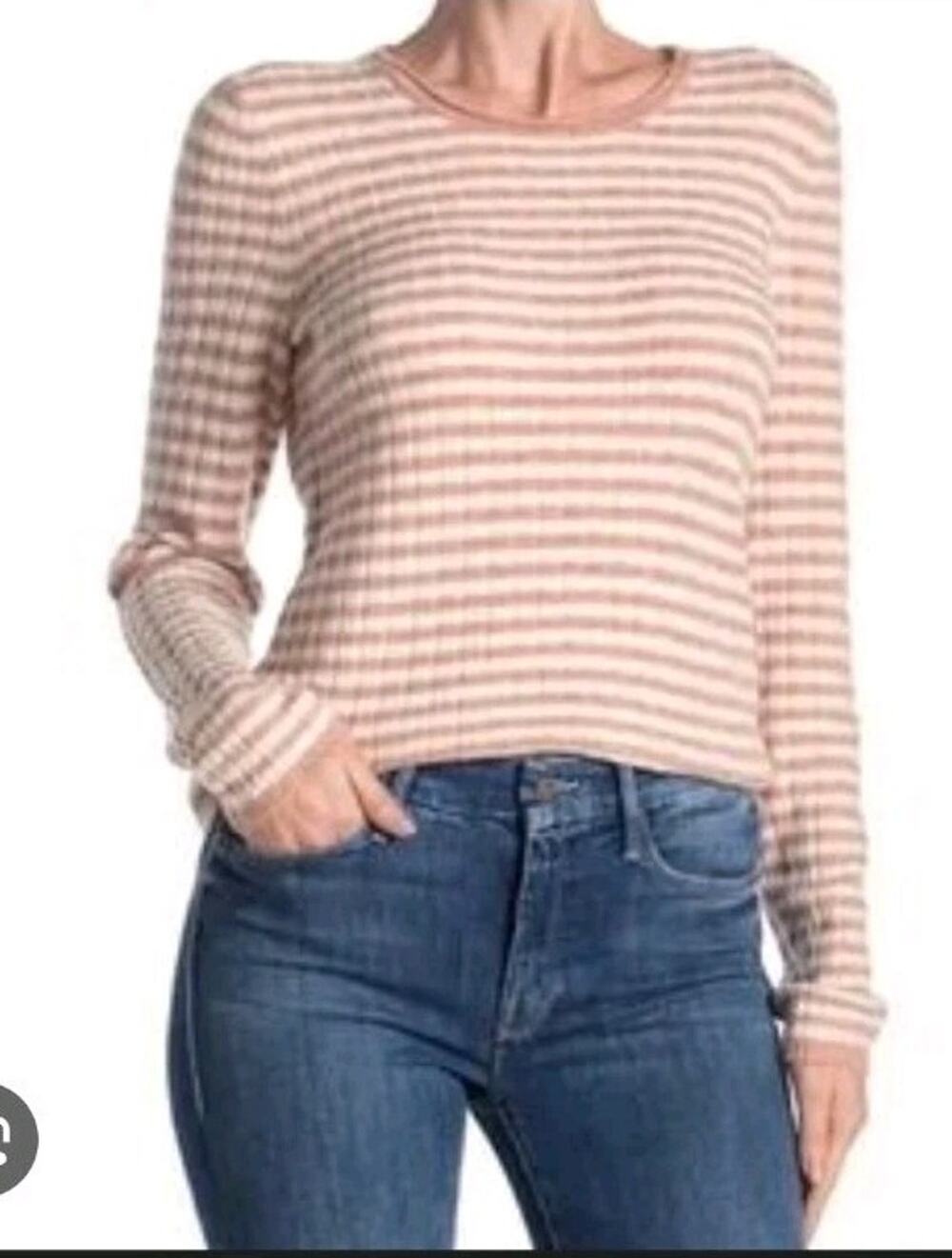 Madewell Alpaca Wool Stripe Pullover Super Soft Sweater Ribbed Size Medium